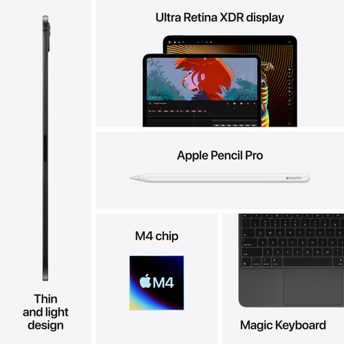 Apple 11" iPad Pro M4 Chip (Standard Glass, 1TB, Wi-Fi Only, Space Black)